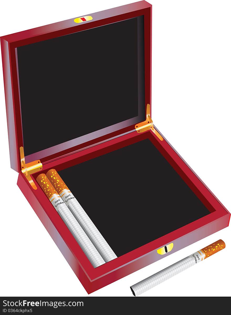 Black cigarette case with cigarettes. Black cigarette case with cigarettes