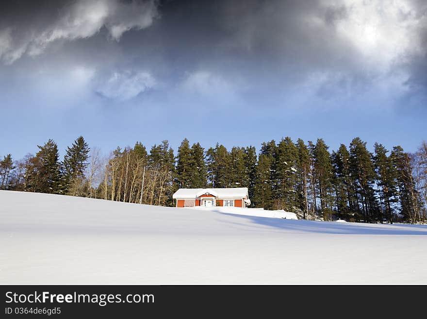 Small cottage and winter