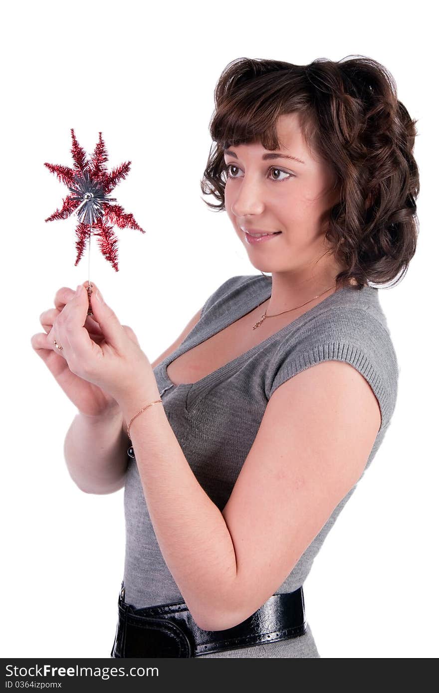 Woman holding christmas toy