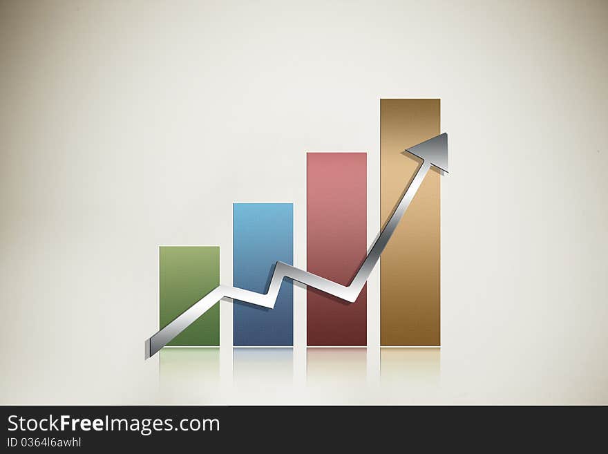 Illustrated glossy graph pointing up. Illustrated glossy graph pointing up