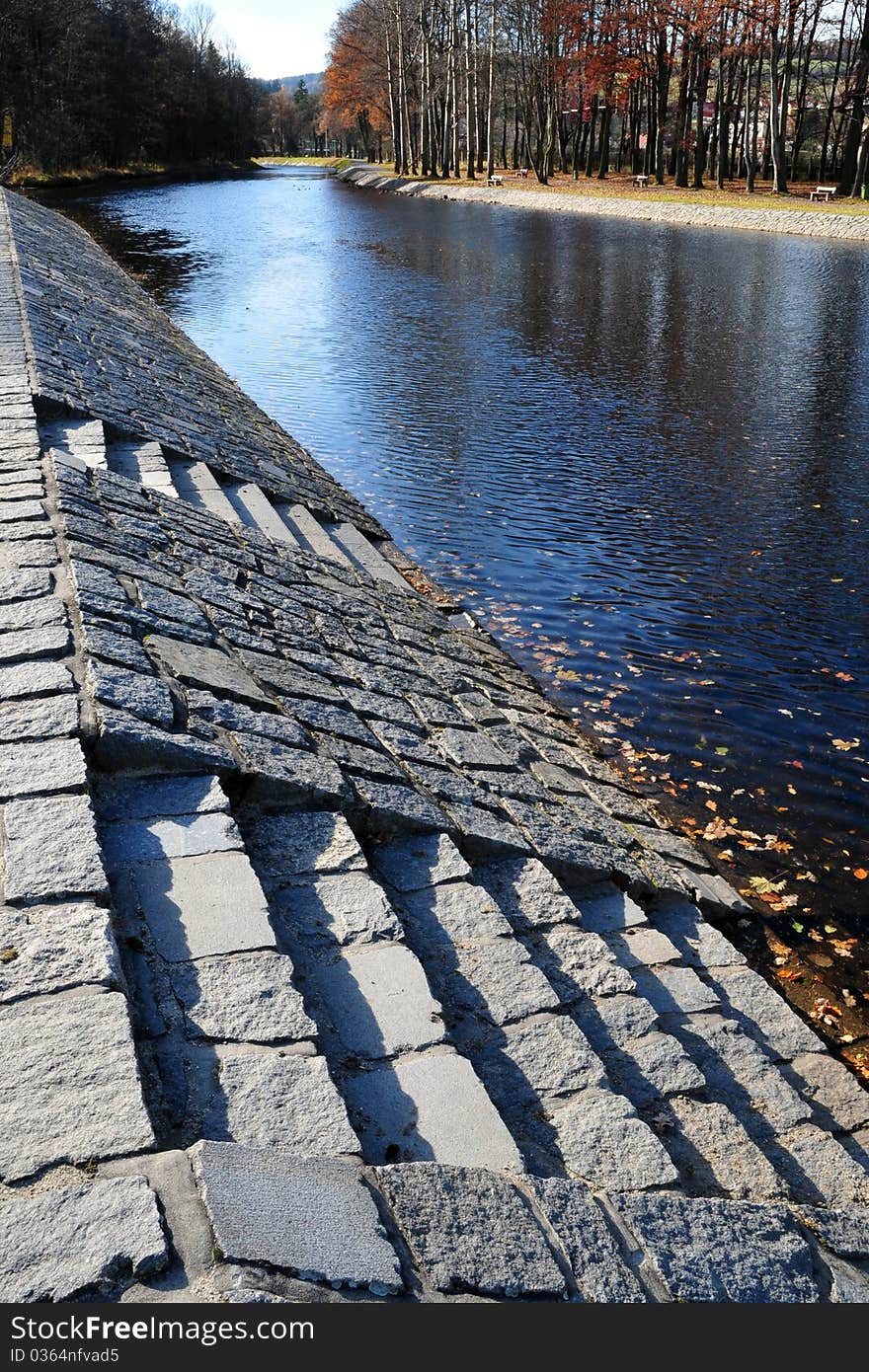 Autumn river bank