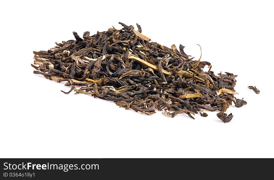 Green tea heap isolated on white background