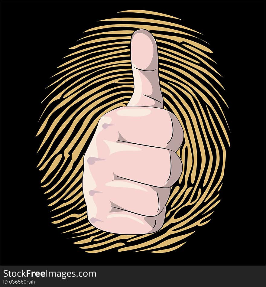 Thumb up with fingerprint background illustration