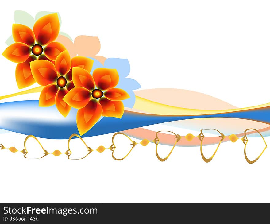 Background with orange florets. Vector background. Background with orange florets. Vector background