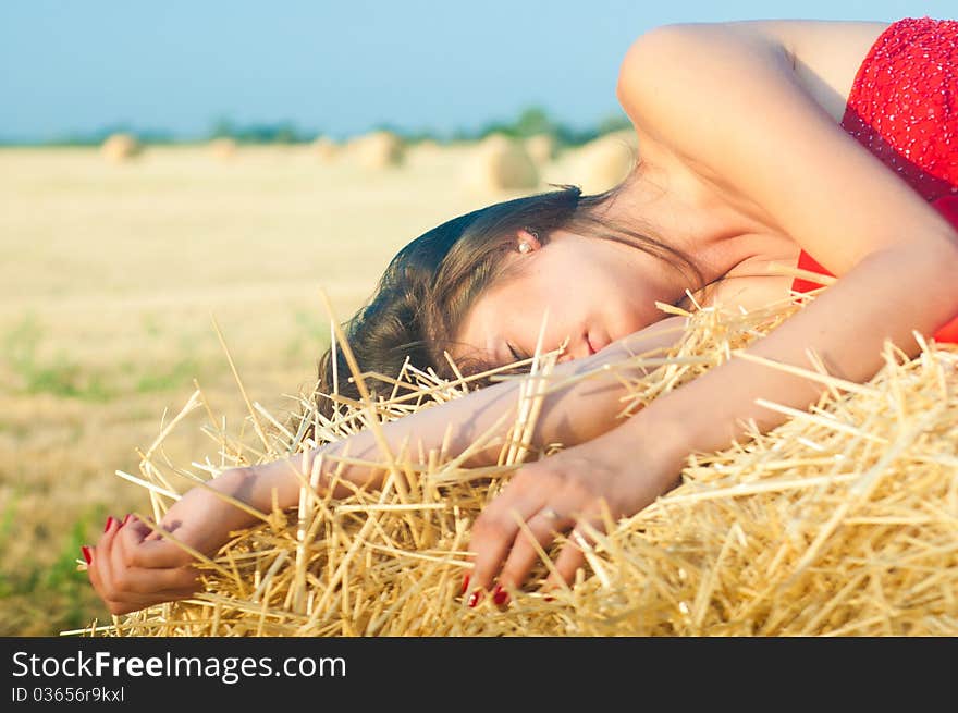 Hay in hair on morning. Hay in hair on morning