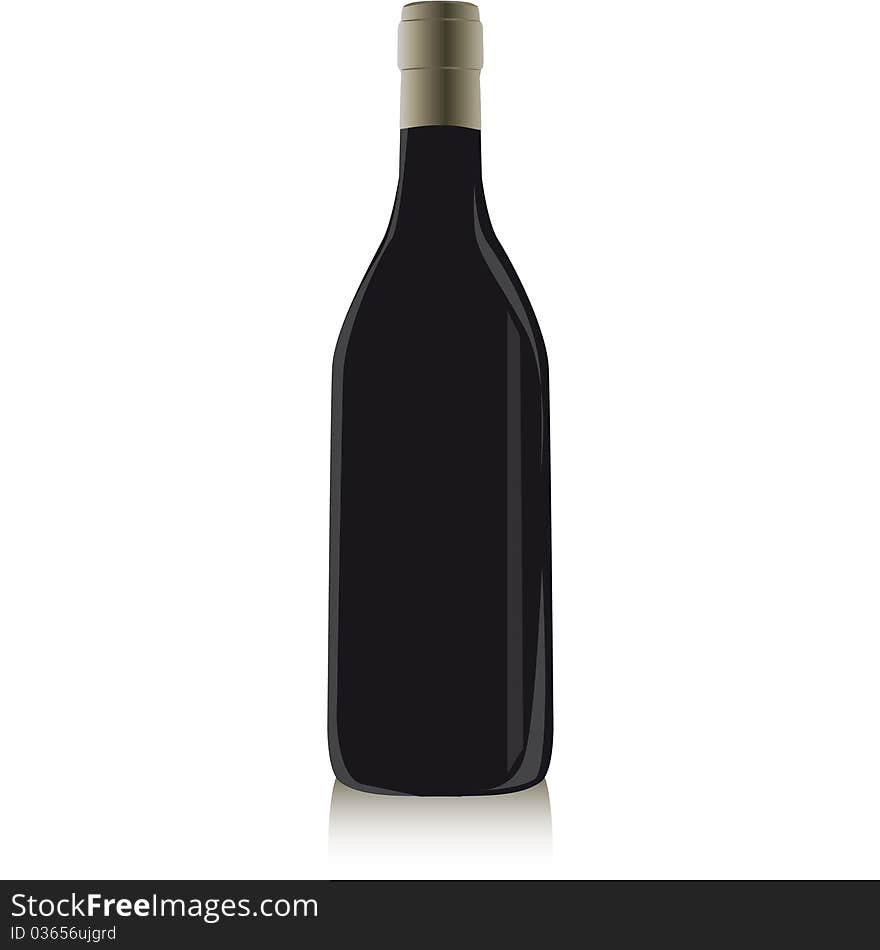 Glass bottle containing red wine. Glass bottle containing red wine