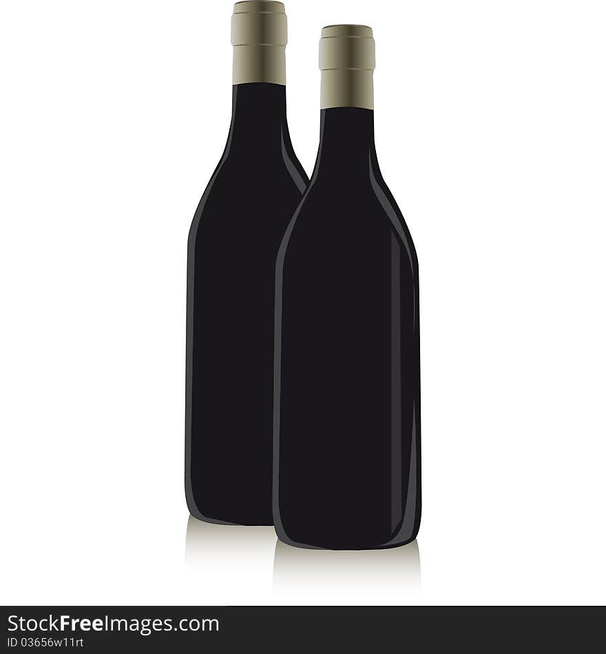 Glass bottle containing red wine. Glass bottle containing red wine