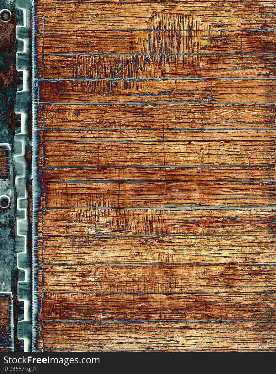 Grunge wood with steel structure