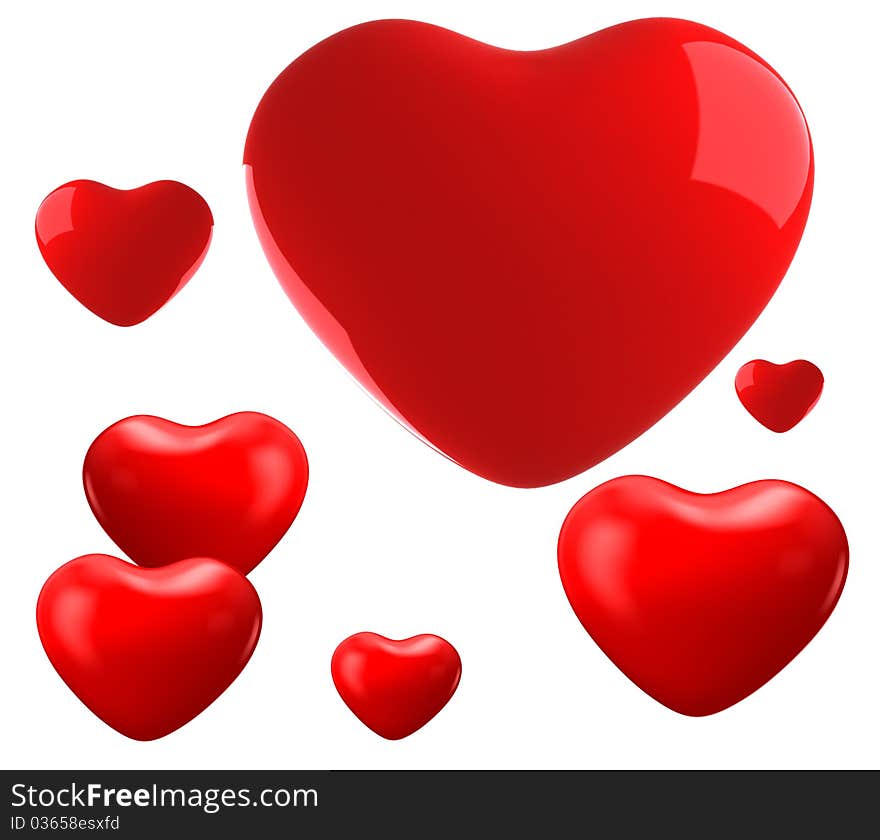 Red shiny hearts