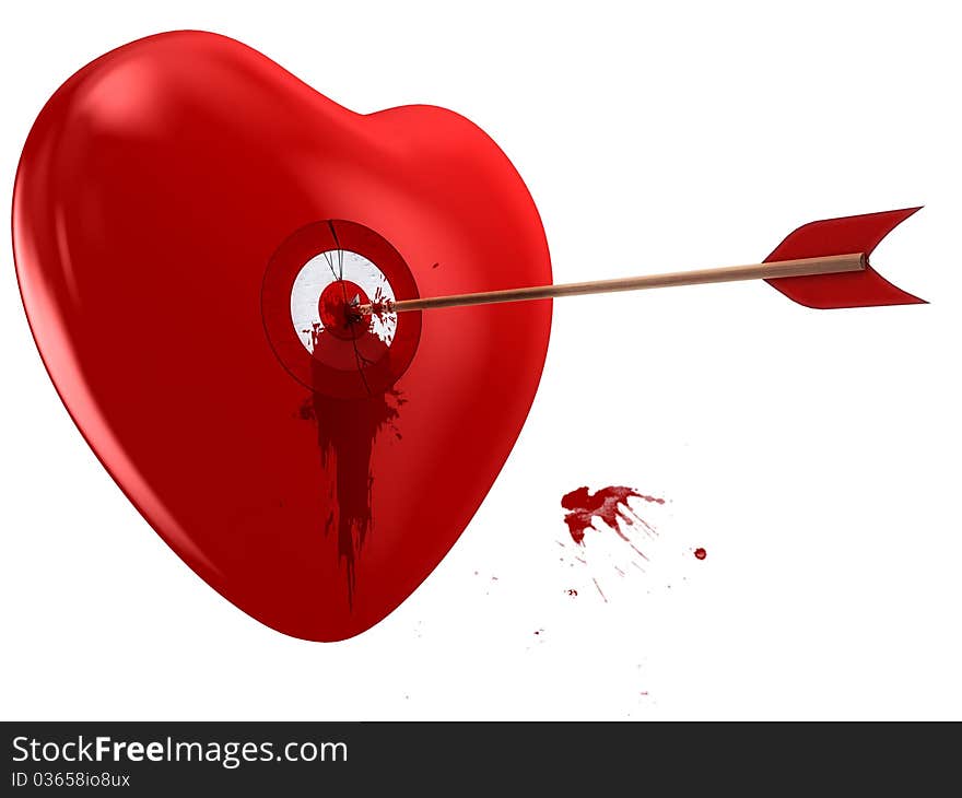 3d render heart with an arrow. 3d render heart with an arrow