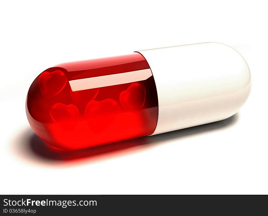 Pill filled with hearts