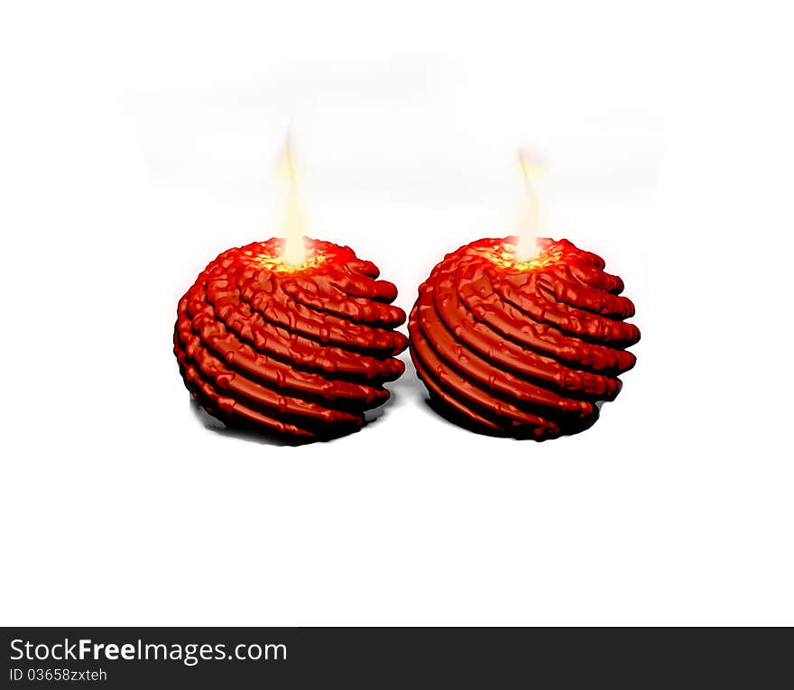 Red Christmas candles. 3d render