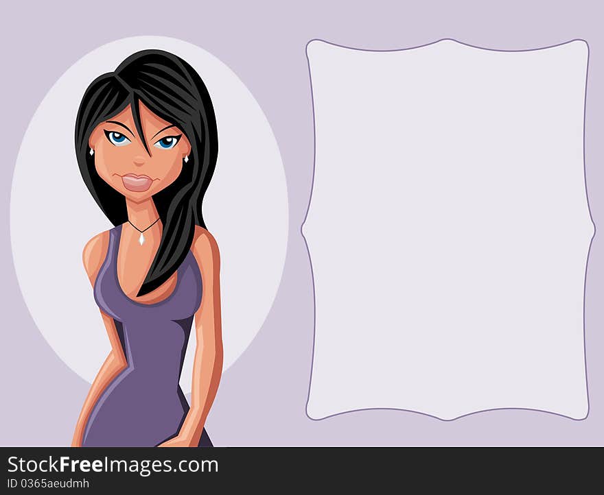 Beautiful vector cartoon girl smiling