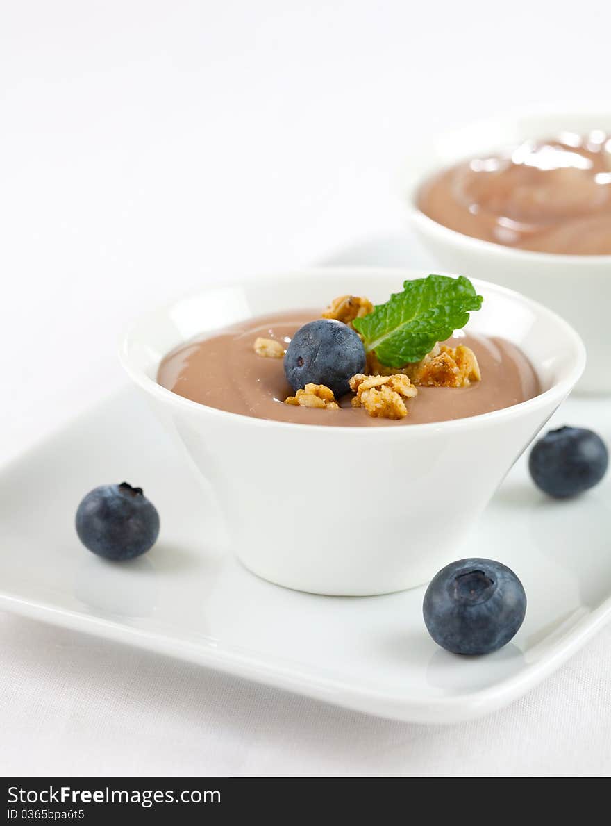 Caramel pudding in a bowl