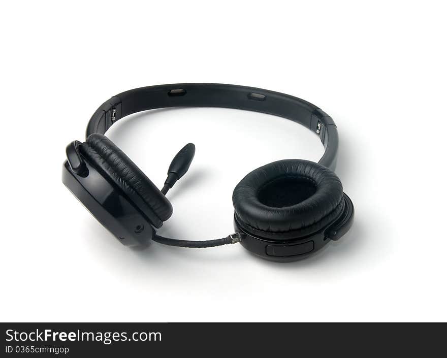 Black Headphones Isolated On A White Background