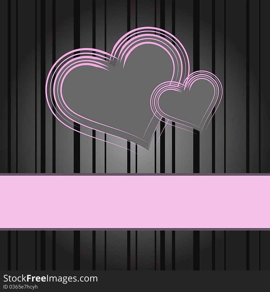 Glamorous Valentine's card with a black background and pink heart. Glamorous Valentine's card with a black background and pink heart