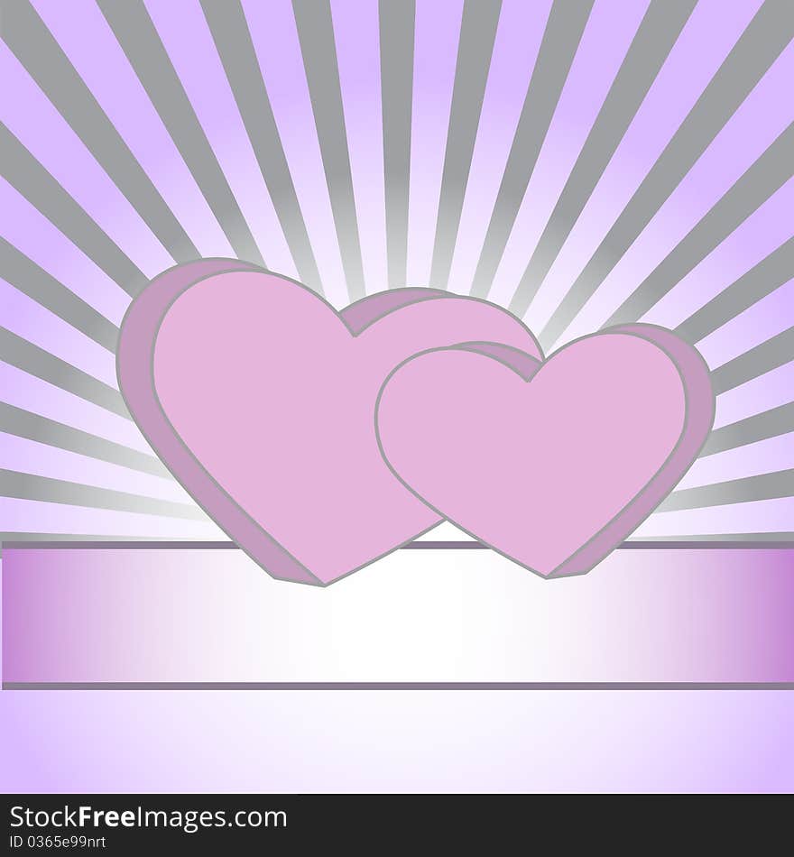 Valentine's card with a gray-pink background and a couple of hearts. Valentine's card with a gray-pink background and a couple of hearts