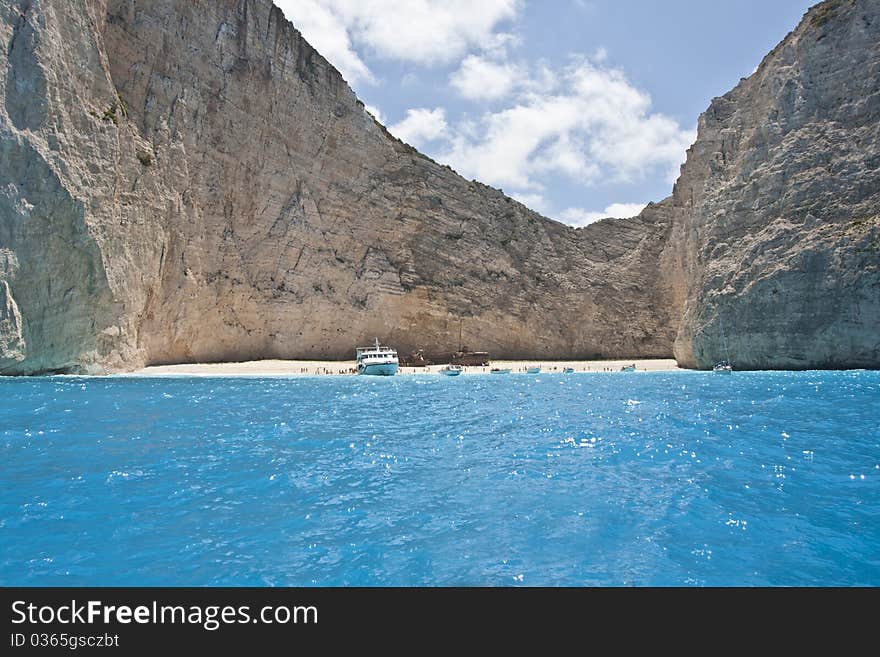 Beautiful beach surrounded by cliffs