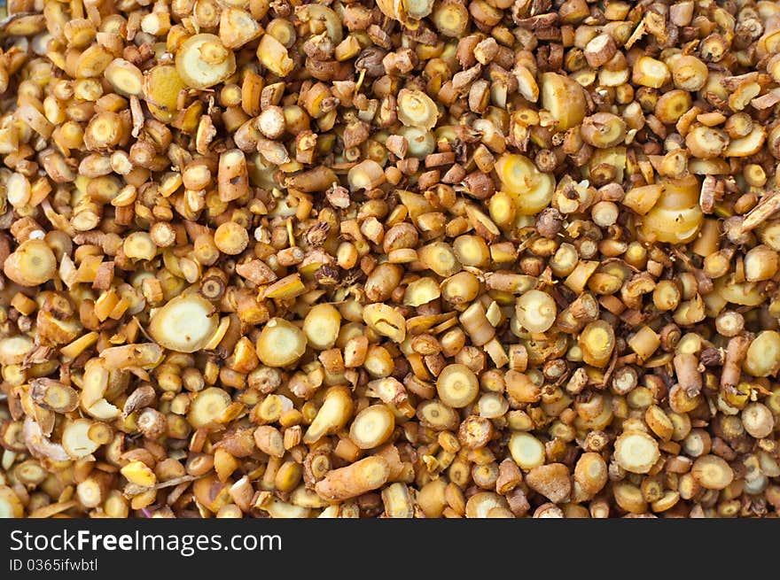 Boesenbergia rotunda, chopped pieces of food preparation