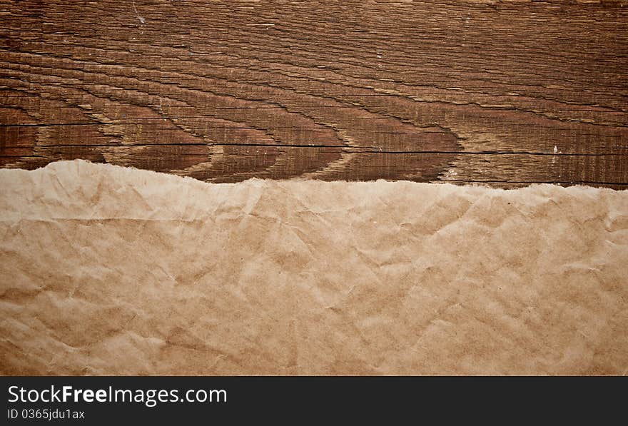 Old paper on border wood background