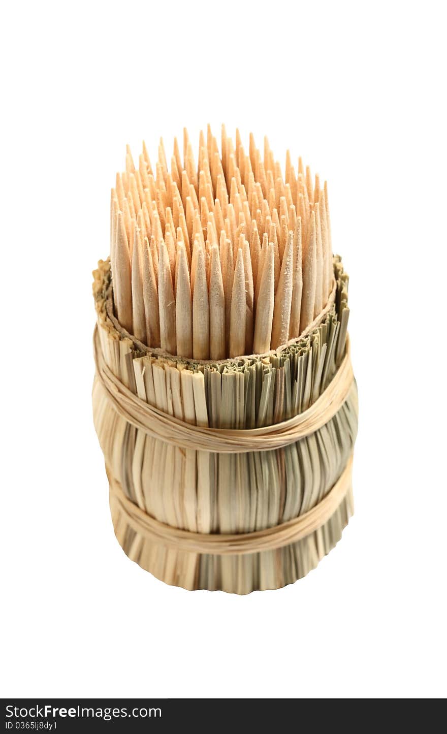 Set of toothpicks in small straw jar