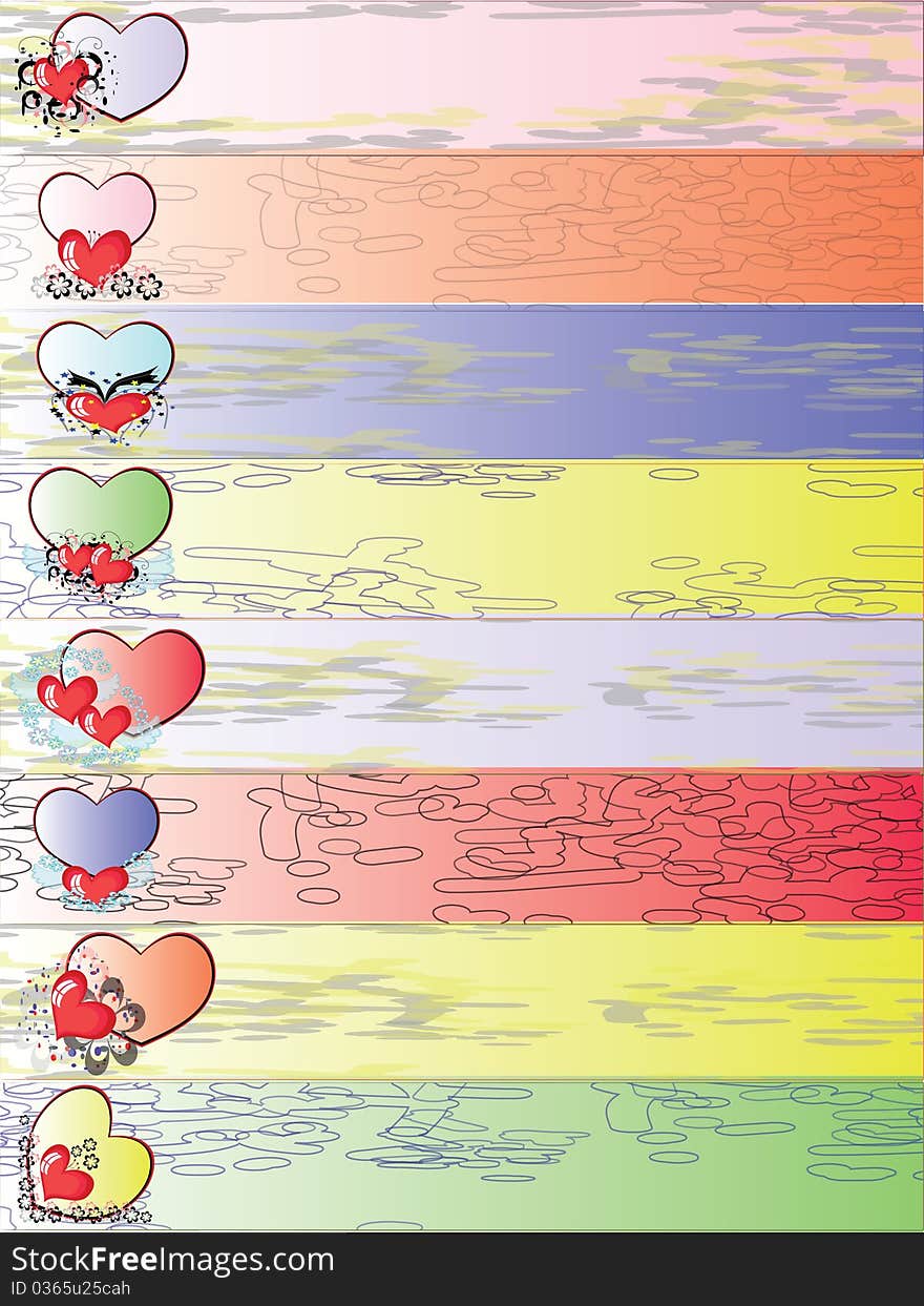 Four backgrounds banners with hearts. Four backgrounds banners with hearts