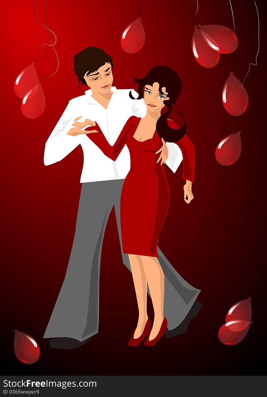 Illustration of a dancing couple woman man,. Illustration of a dancing couple woman man,