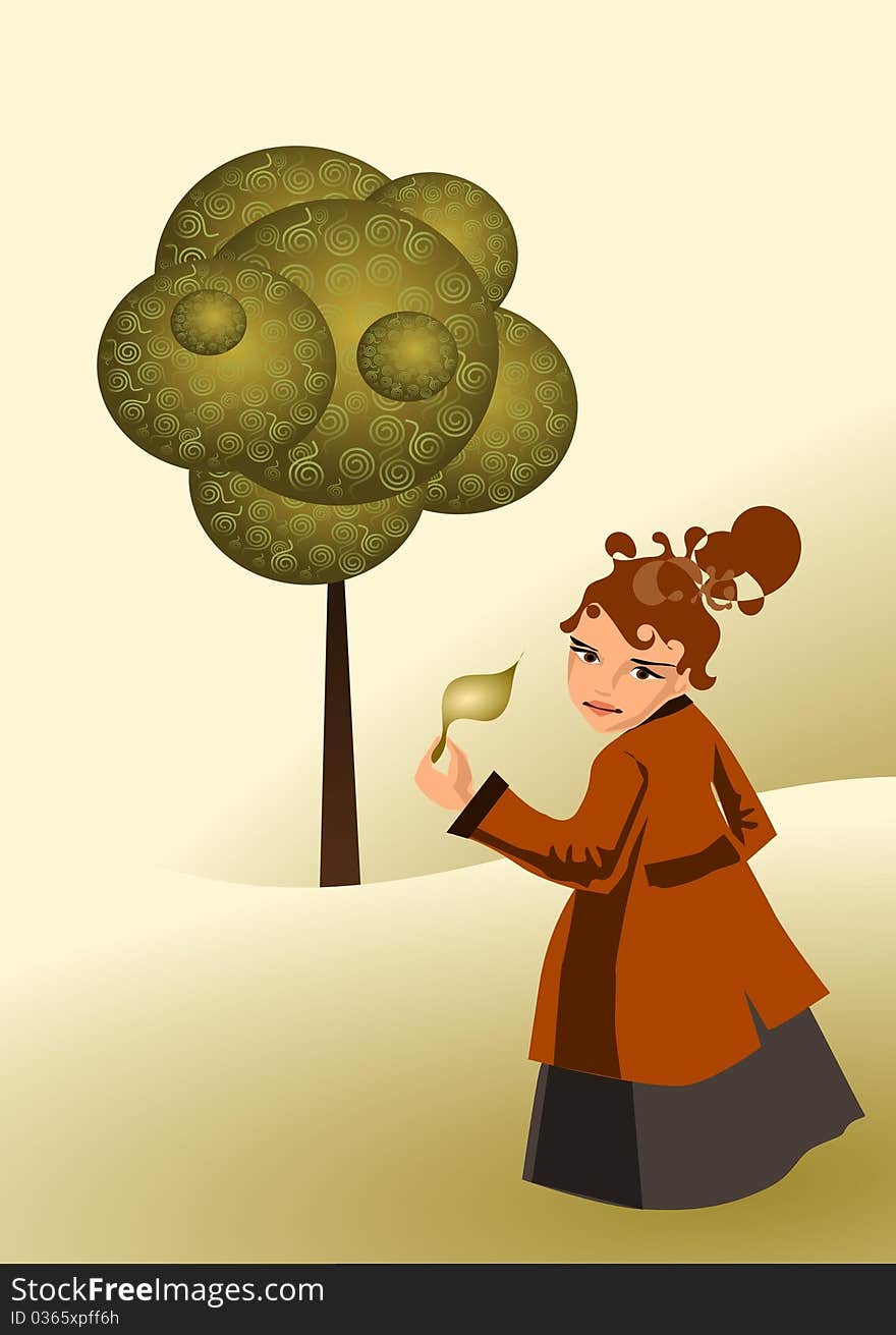 illustration of a leaf from the leaf of a girl against a tree, you can image vector, scale, change,. illustration of a leaf from the leaf of a girl against a tree, you can image vector, scale, change,