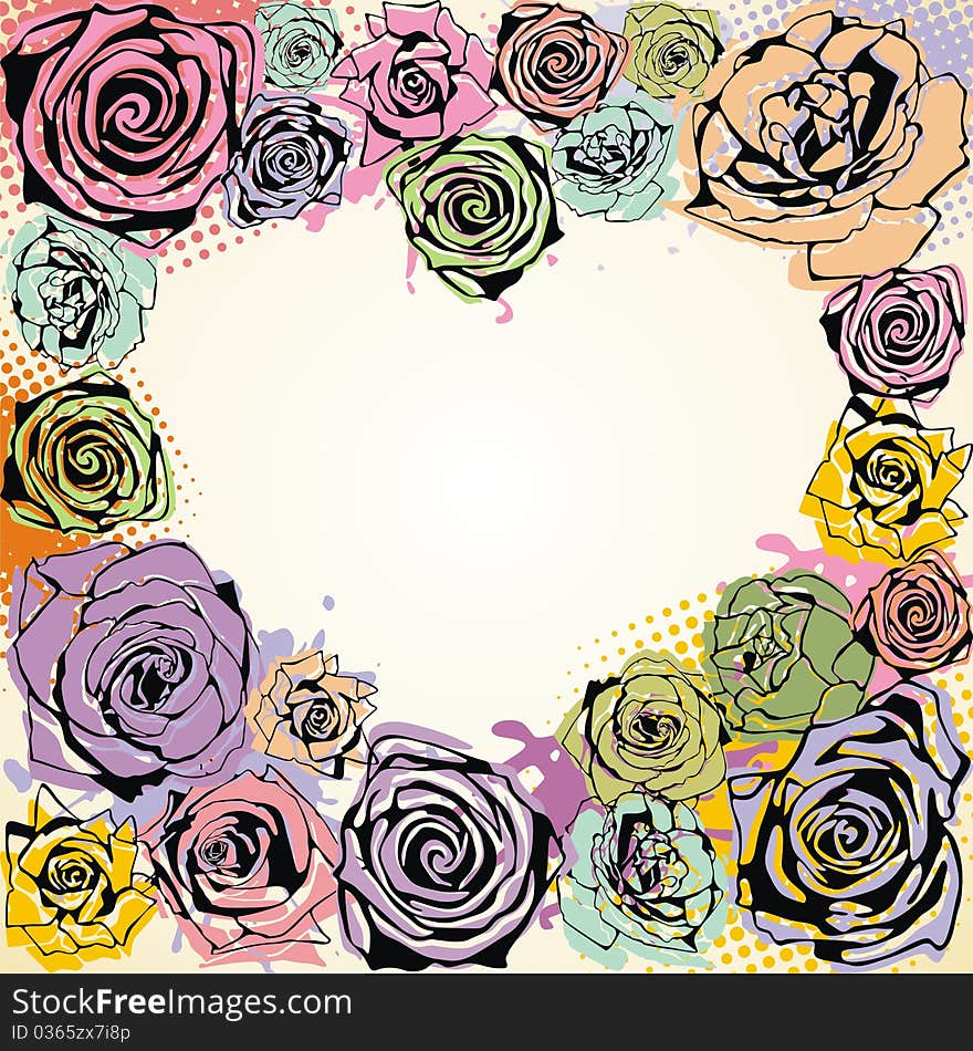 Heart consist of colorful roses. Vector illustration. Heart consist of colorful roses. Vector illustration