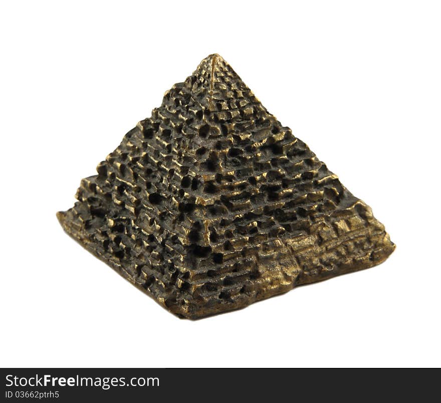 Metal pyramid on white background