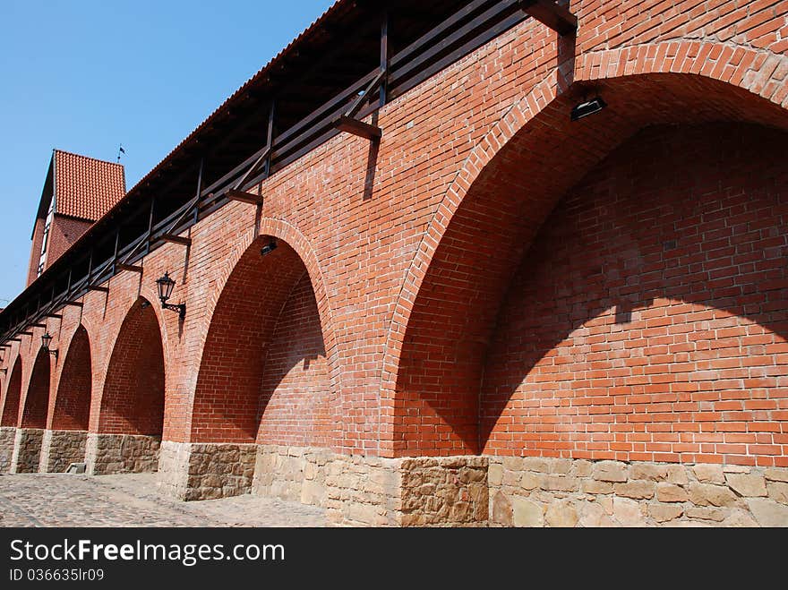 City Fortification Wall And Ramer's Tower. City Fortification Wall And Ramer's Tower