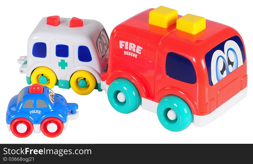 Colorful car toys over white. Colorful car toys over white.