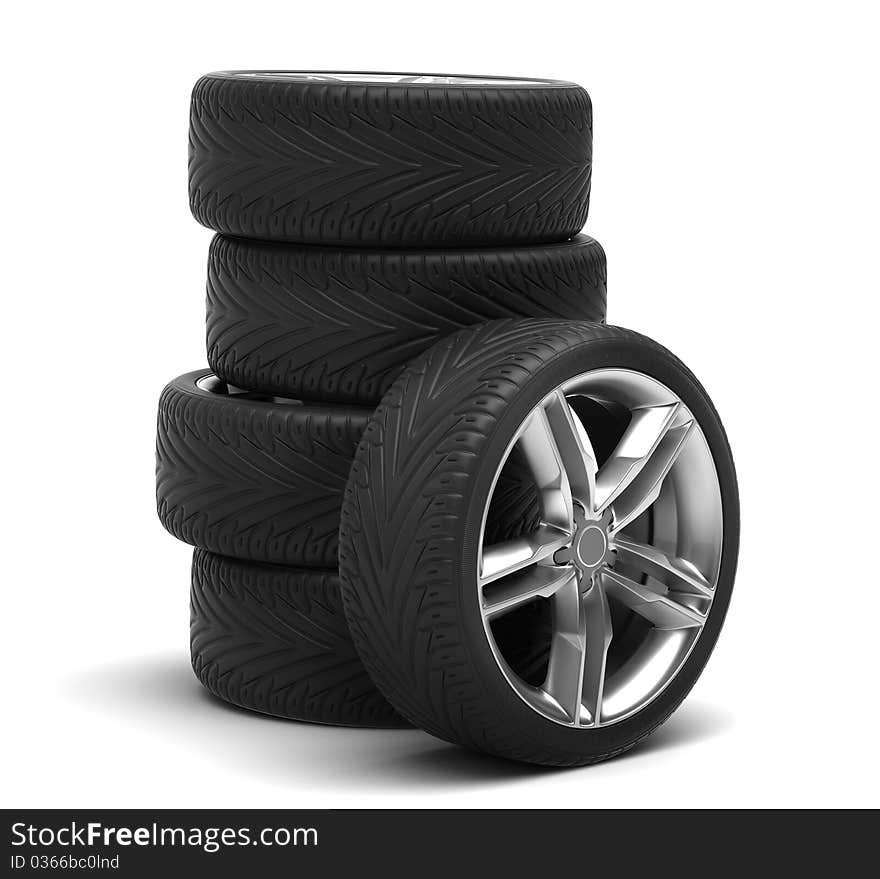 Wheels isolated on white background