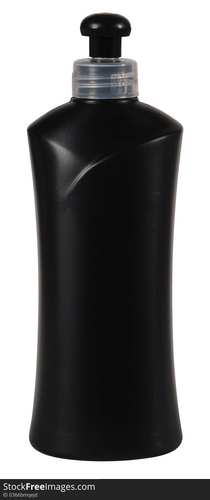 Black plastic bottle over white background. Black plastic bottle over white background.