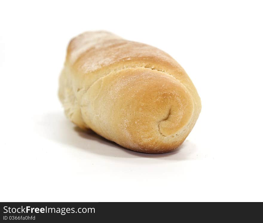 One yellow bread isolated on white background