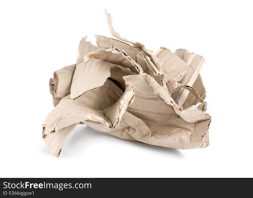 Crumpled cardboard isolated on a white background