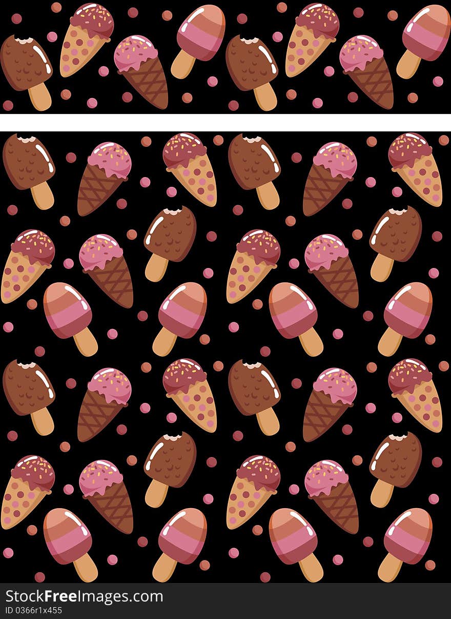 Ice cream on a black background