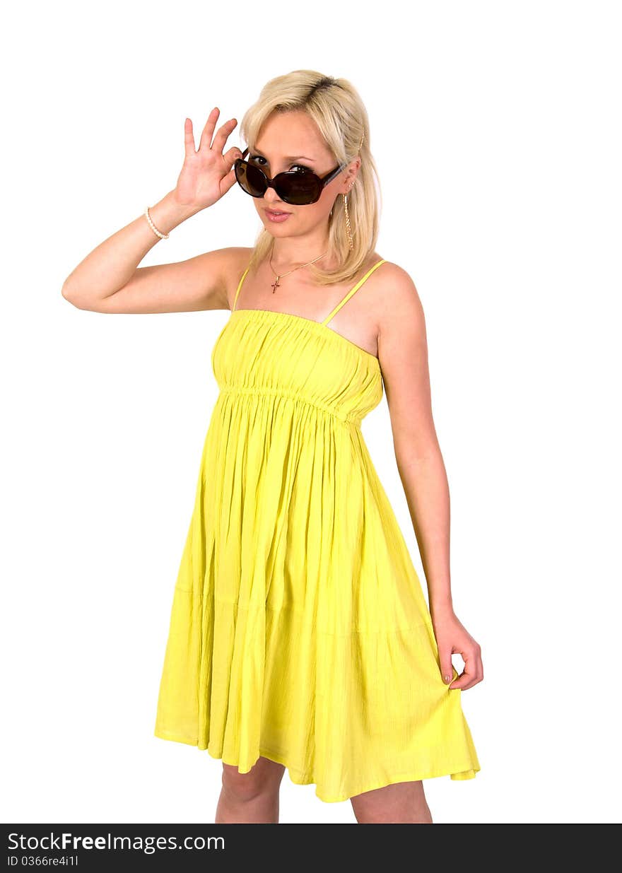 Female in a yellow dress.