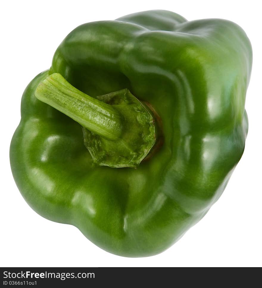 Green pepper closeup isolated on white. Green pepper closeup isolated on white.