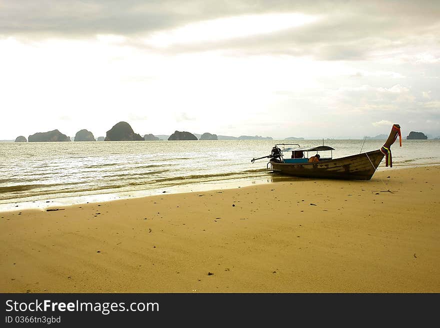 Boat on the sea at Krabi thailand.