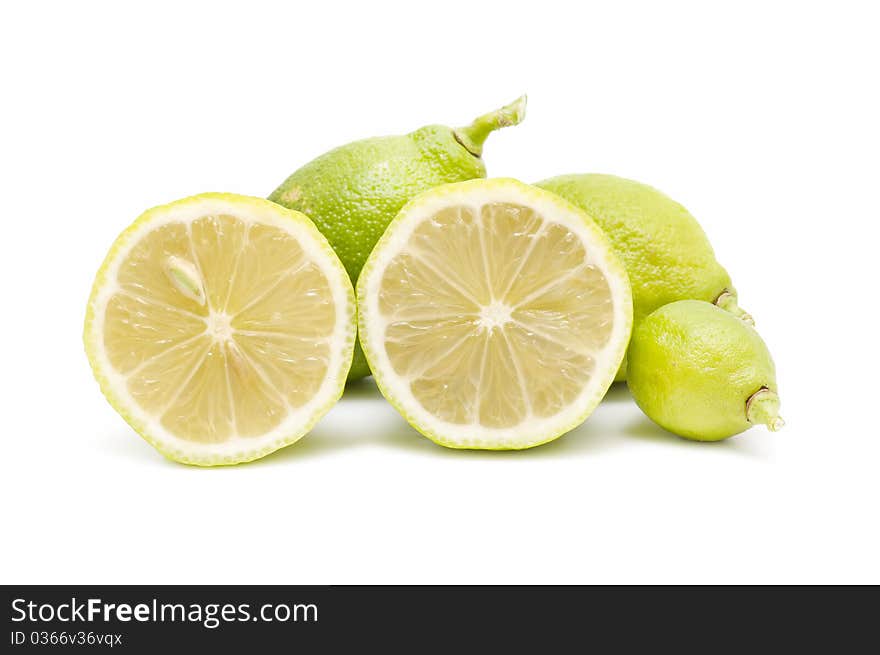 Ecological lemons isolated on white background