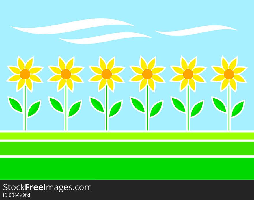 Spring landscape with yellow flowers. Spring landscape with yellow flowers