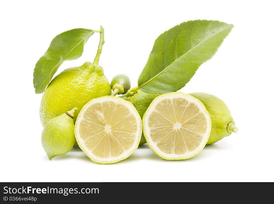 Ecological lemons isolated on white background