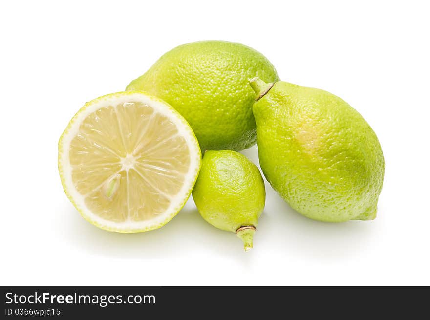 Ecological lemons isolated on white background