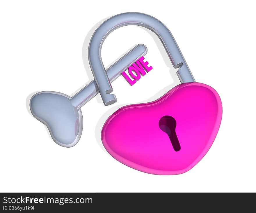 Pink heartlock isolated