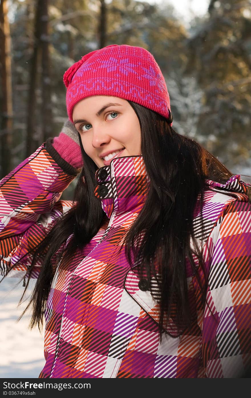 Beautiful Woman Outdoor In Winter