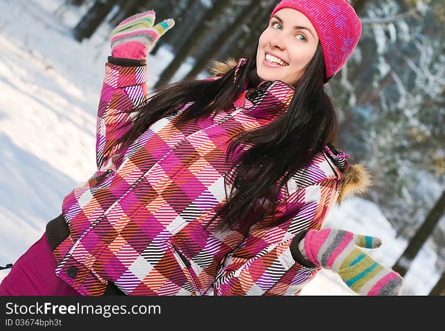 Beautiful Woman Outdoor In Winter