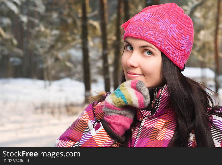 Beautiful Woman Outdoor In Winter