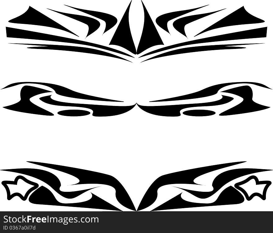 Tattoo design set abstract black isolated on white