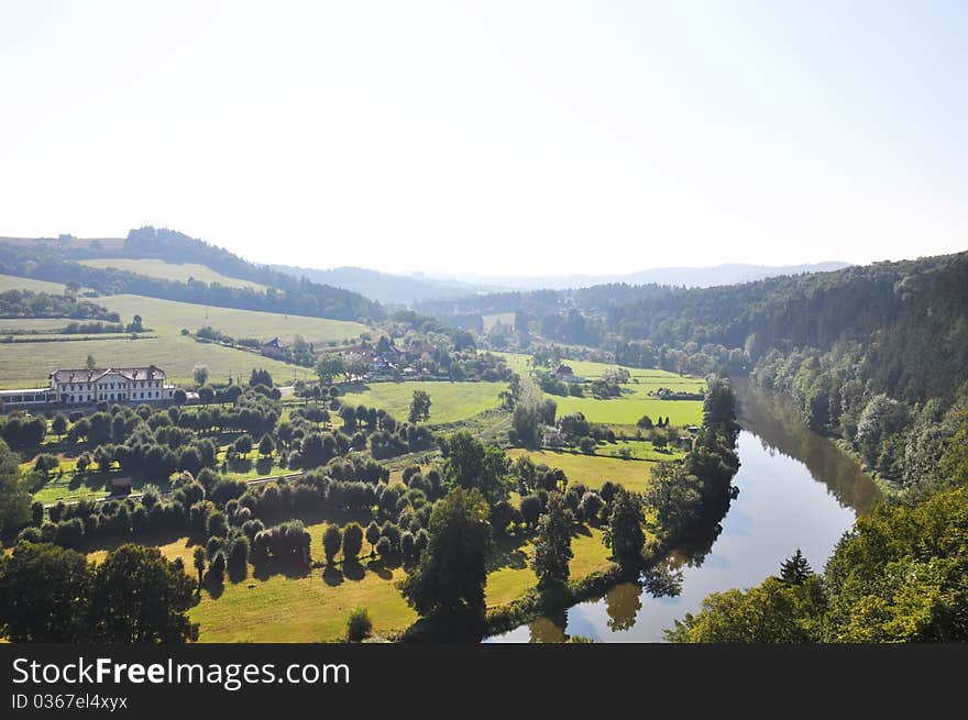 Beautiful river in green forest